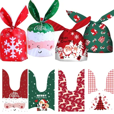 Rabbit Ear Plastic Christmas Gift Bags (20 pcs)