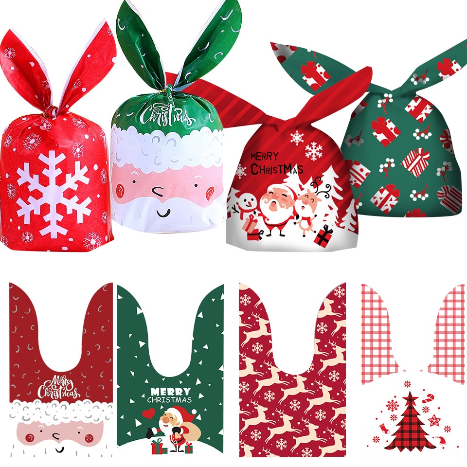 Rabbit Ear Plastic Christmas Gift Bags (20 pcs)