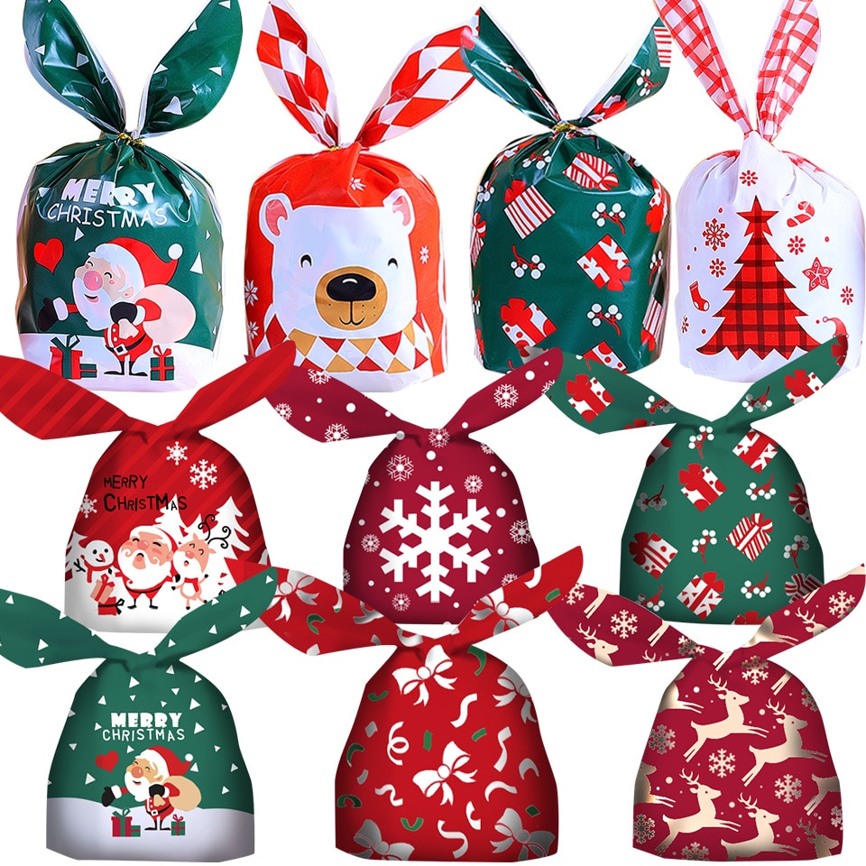 Rabbit Ear Plastic Christmas Gift Bags (20 pcs)
