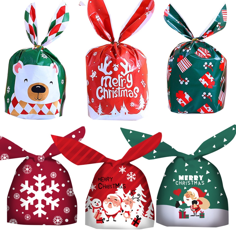 Rabbit Ear Plastic Christmas Gift Bags (20 pcs)