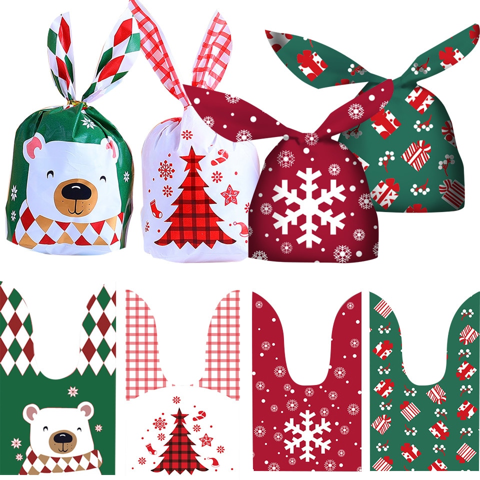 Rabbit Ear Plastic Christmas Gift Bags (20 pcs)