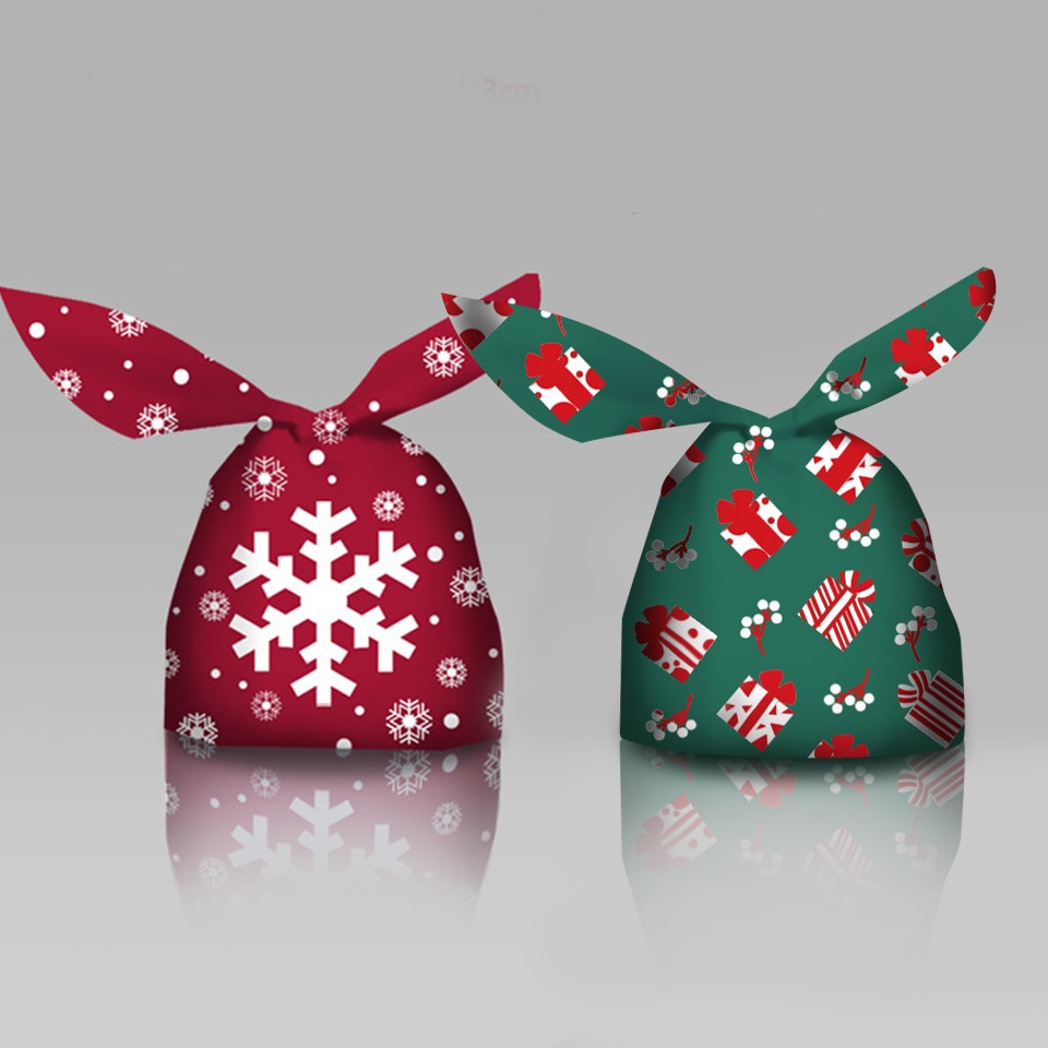 Rabbit Ear Plastic Christmas Gift Bags (20 pcs)