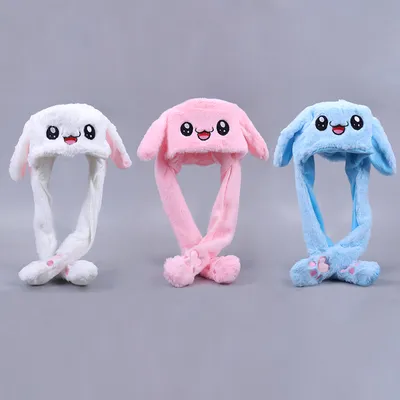 Rabbit Hat Plush Can Moving Bunny Ears Hat For Kids Adult Girlfriend Bunny Plush Cap Winter Hat