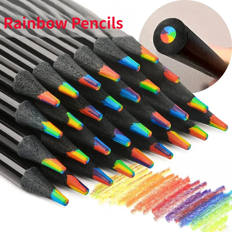 Rainbow Colored Pencils 12pcs Set Kawaii Rainbow Pencil 7 Colors Concentric Gradient Crayons Kids Gift Colored Pencils Rainbow Colored Pencils 12pcs Set Kawaii Rainbow Pencil 7 Colors Concentric Gradient Crayons Kids Gift Colored Pencils