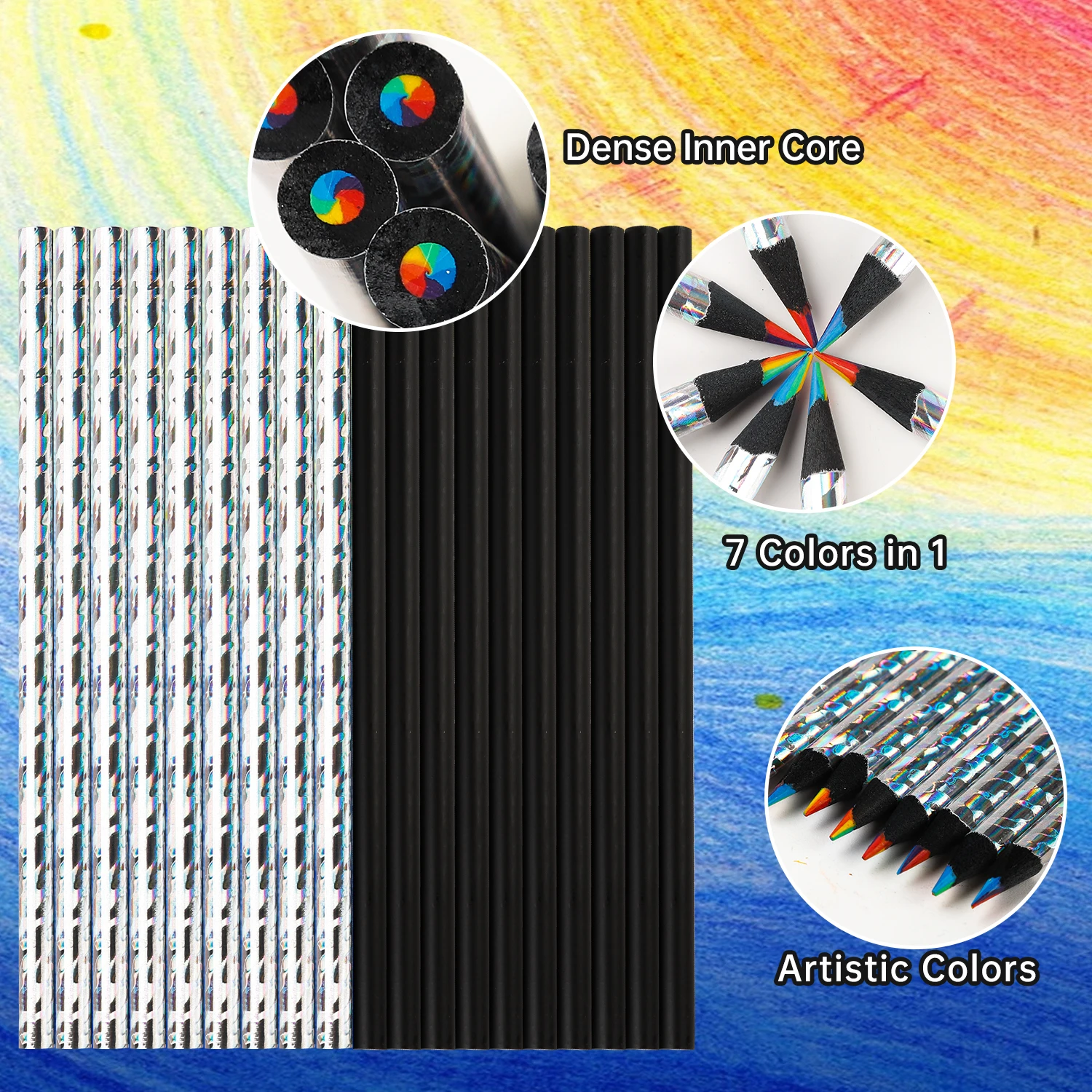Rainbow Colored Pencils 12pcs Set Kawaii Rainbow Pencil 7 Colors Concentric Gradient Crayons Kids Gift Colored Pencils Rainbow Colored Pencils 12pcs Set Kawaii Rainbow Pencil 7 Colors Concentric Gradient Crayons Kids Gift Colored Pencils