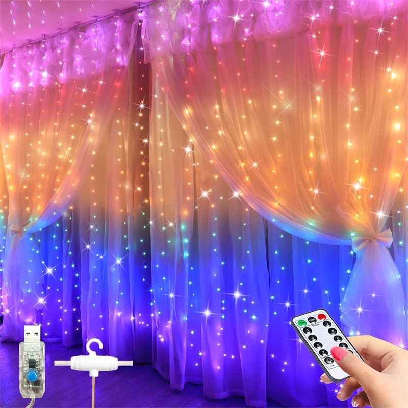 Rainbow Curtain Lights with Remote Control