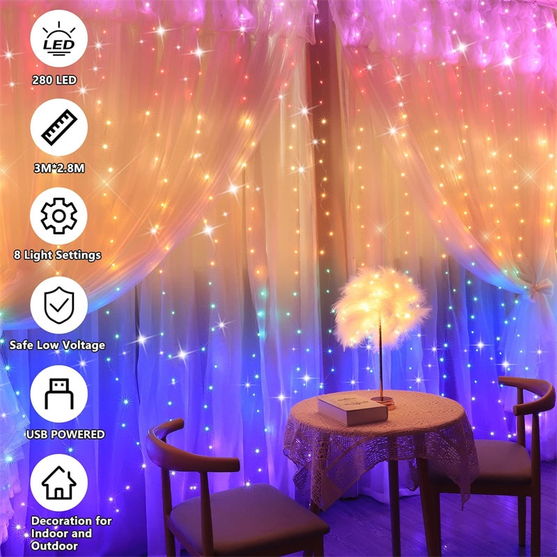 Rainbow Curtain Lights with Remote Control Rainbow Curtain Lights with Remote Control