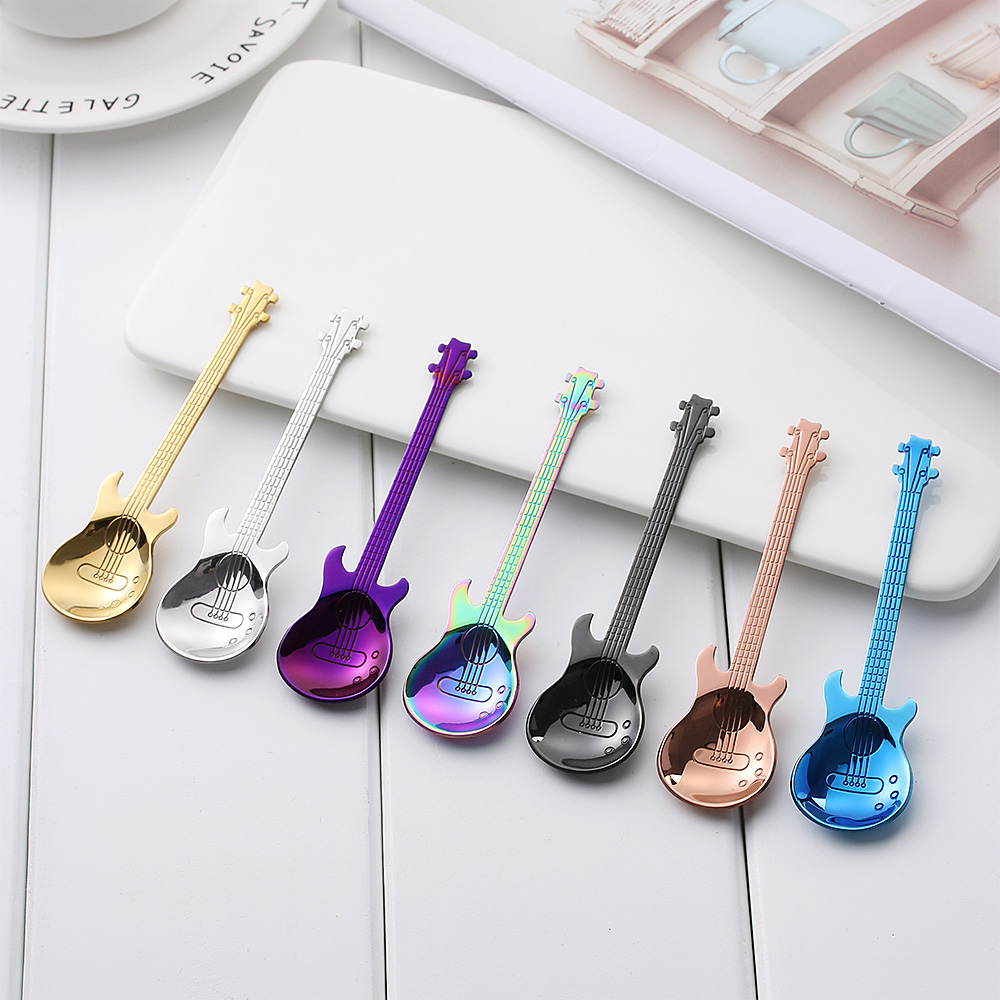 Rainbow Guitar Shaped Coffee Mixing Spoon Rainbow Guitar Shaped Coffee Mixing Spoon
