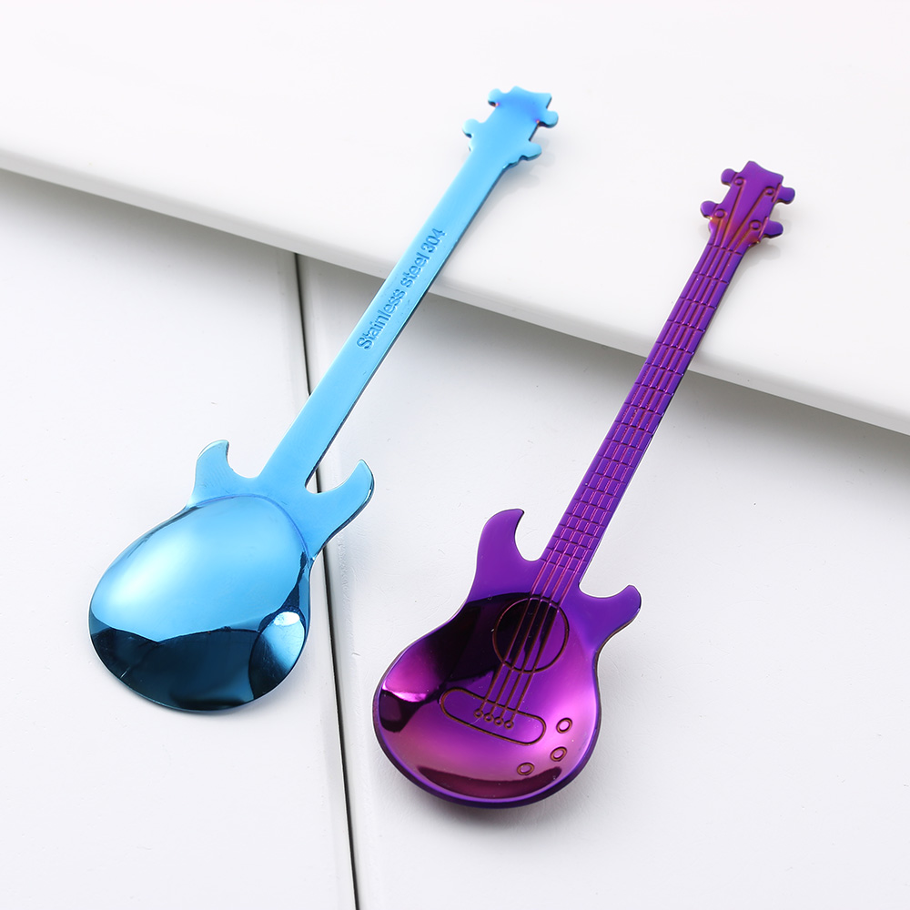 Rainbow Guitar Shaped Coffee Mixing Spoon Rainbow Guitar Shaped Coffee Mixing Spoon