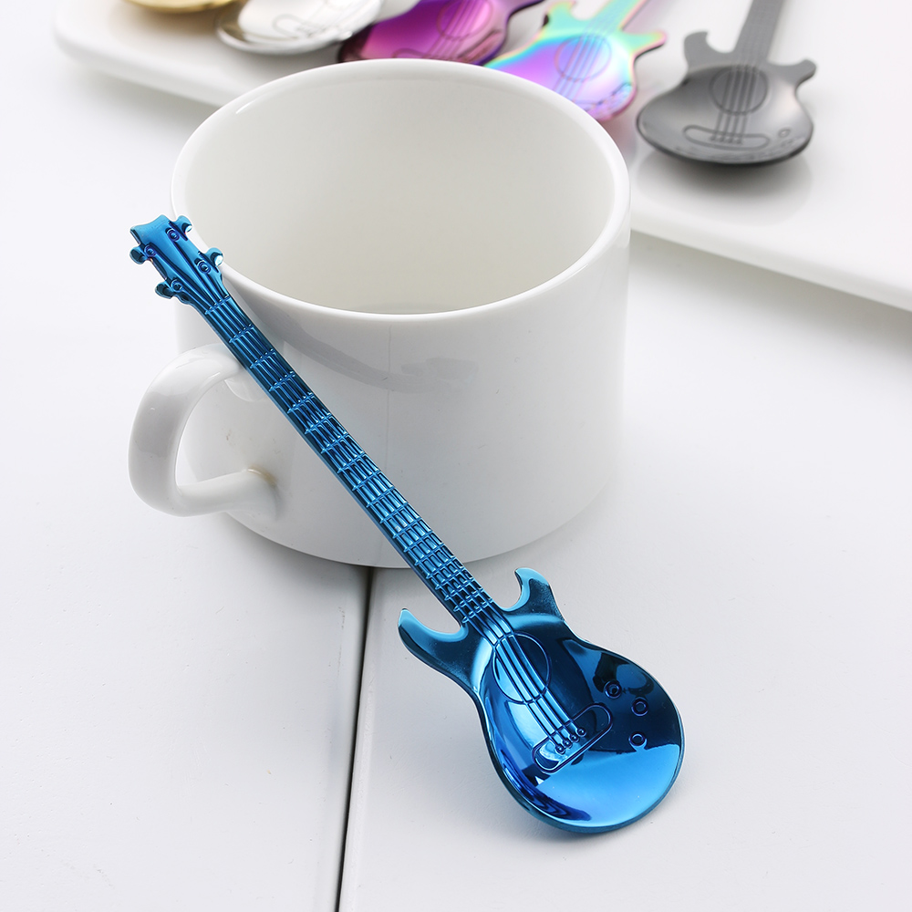 Rainbow Guitar Shaped Coffee Mixing Spoon Rainbow Guitar Shaped Coffee Mixing Spoon