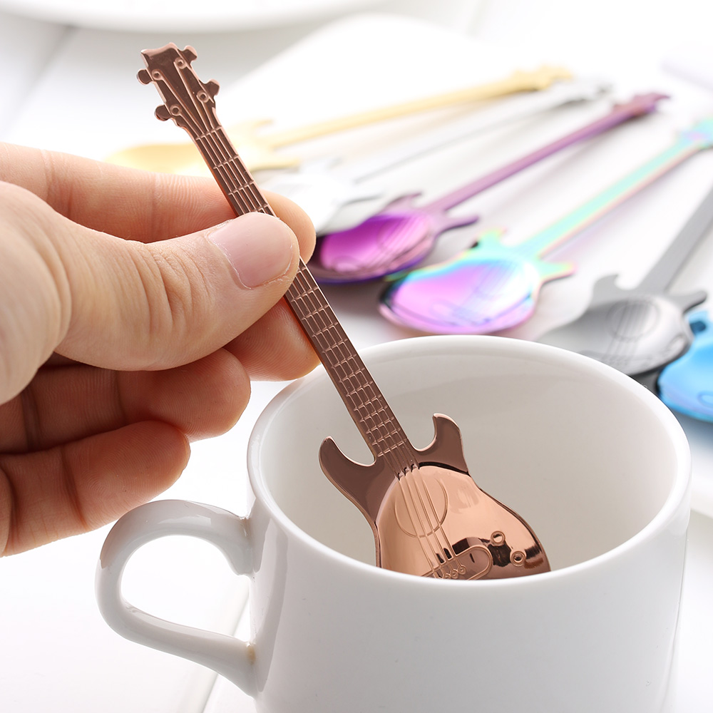 Rainbow Guitar Shaped Coffee Mixing Spoon Rainbow Guitar Shaped Coffee Mixing Spoon