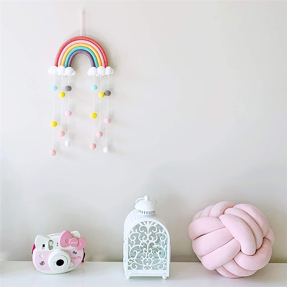 Rainbow Hanging Decor with Pompom Balls Rainbow Hanging Decor with Pompom Balls