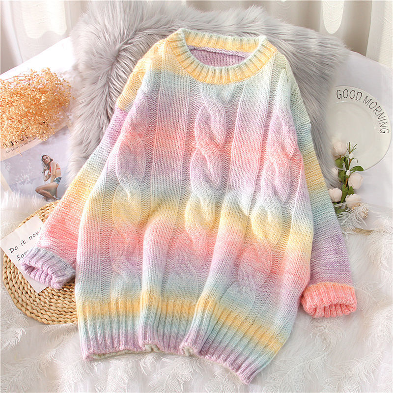 Rainbow Knit Sweater for Women