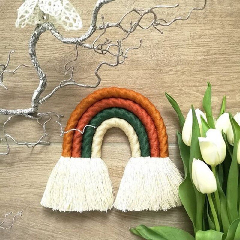 Rainbow Macrame Wall Hanging Decor Rainbow Macrame Wall Hanging Decor