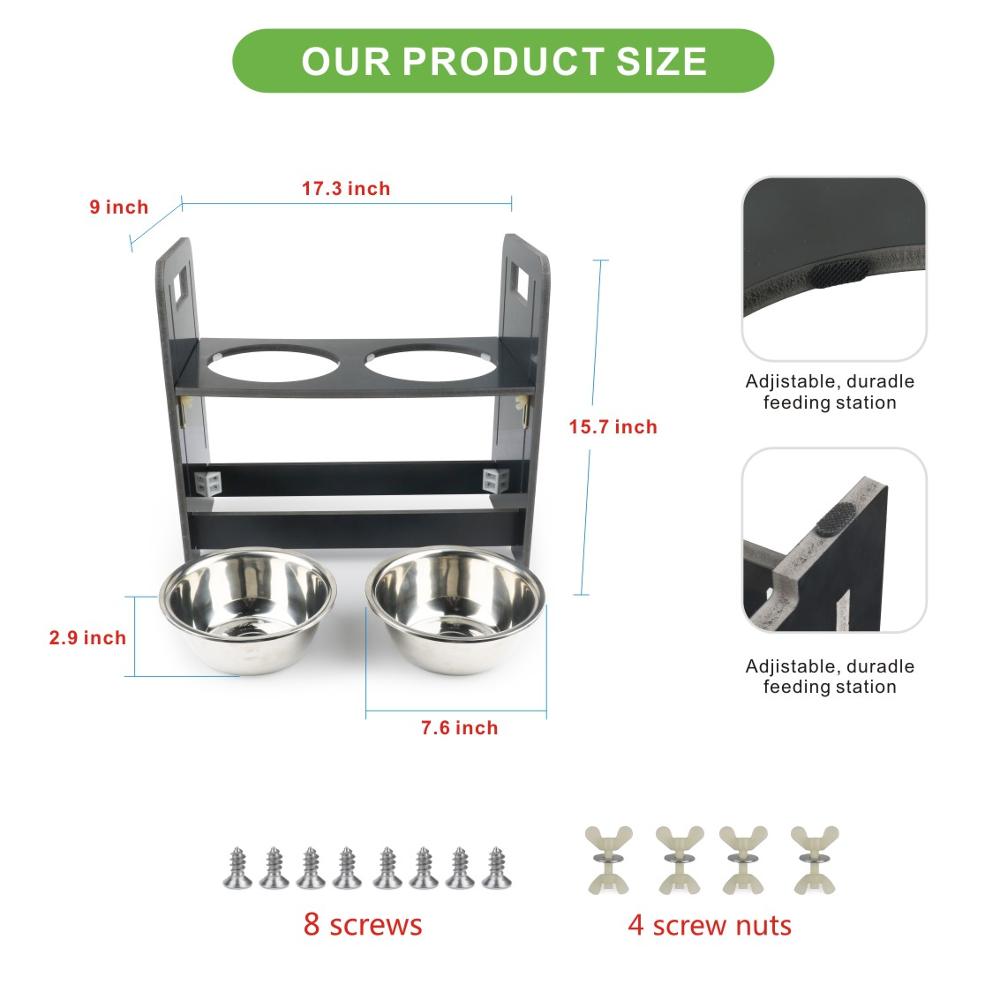 Raised Dog Bowls with Adjustable Rack Raised Dog Bowls with Adjustable Rack