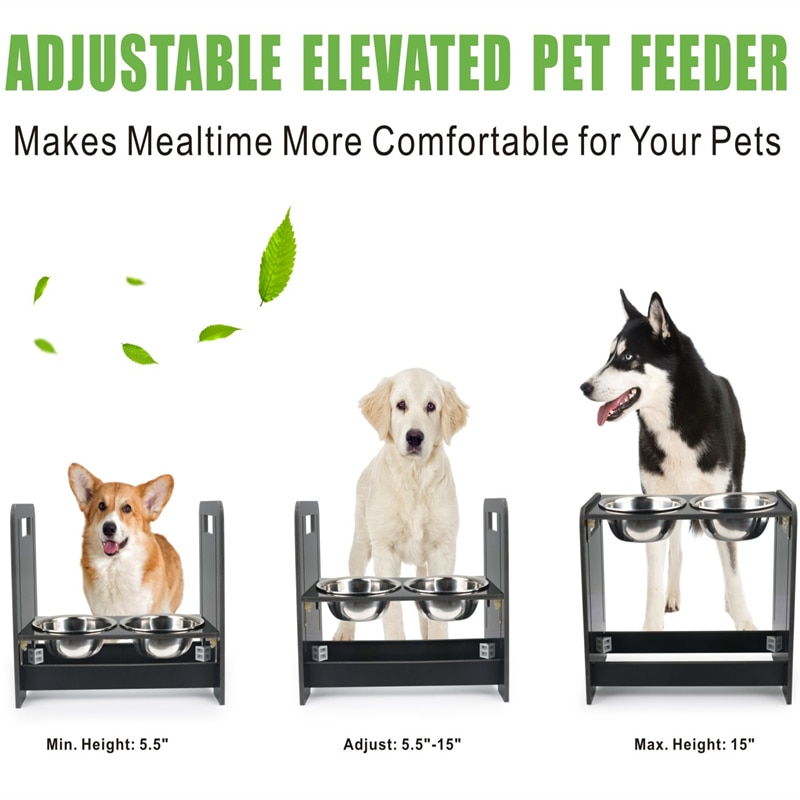 Raised Dog Bowls with Adjustable Rack Raised Dog Bowls with Adjustable Rack