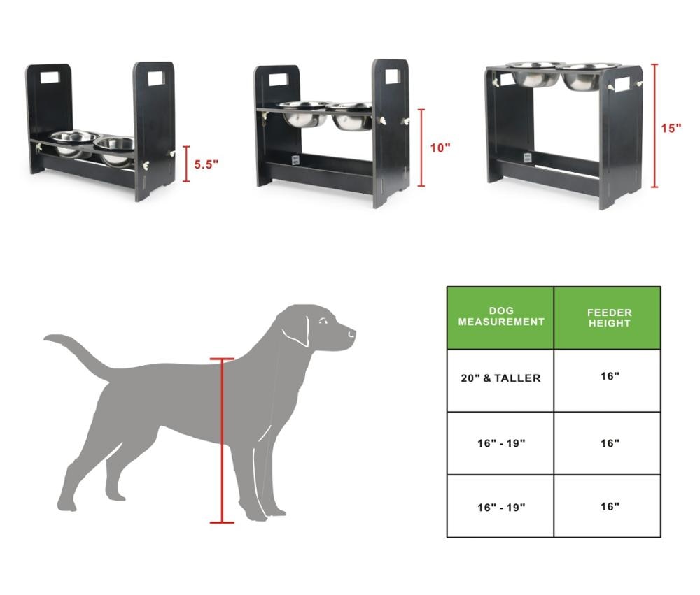 Raised Dog Bowls with Adjustable Rack Raised Dog Bowls with Adjustable Rack