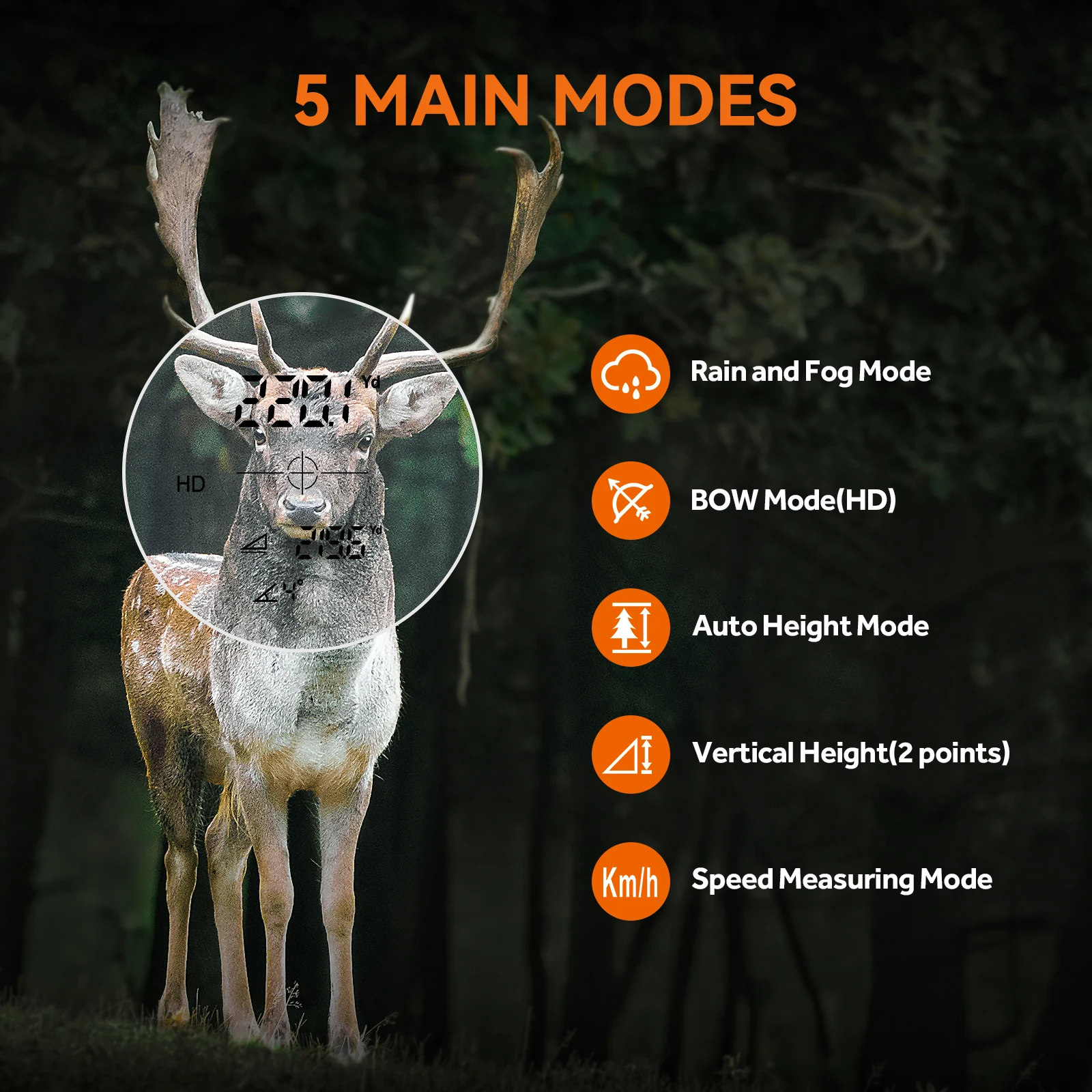 Range finder 7° Big Field 656Yd laser rangefinder for hunting, with Rain and Fog Ranging Mode, BOW Mode, Auto Height