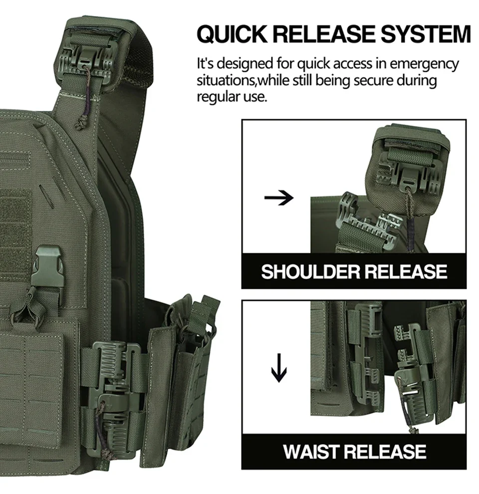 Ranger Green Plate Carrier Tactico Vest With Quick Release Security Molle Chaleco Tactico Bandolier Laser Cut Vest Ranger Green Plate Carrier Tactico Vest With Quick Release Security Molle Chaleco Tactico Bandolier Laser Cut Vest