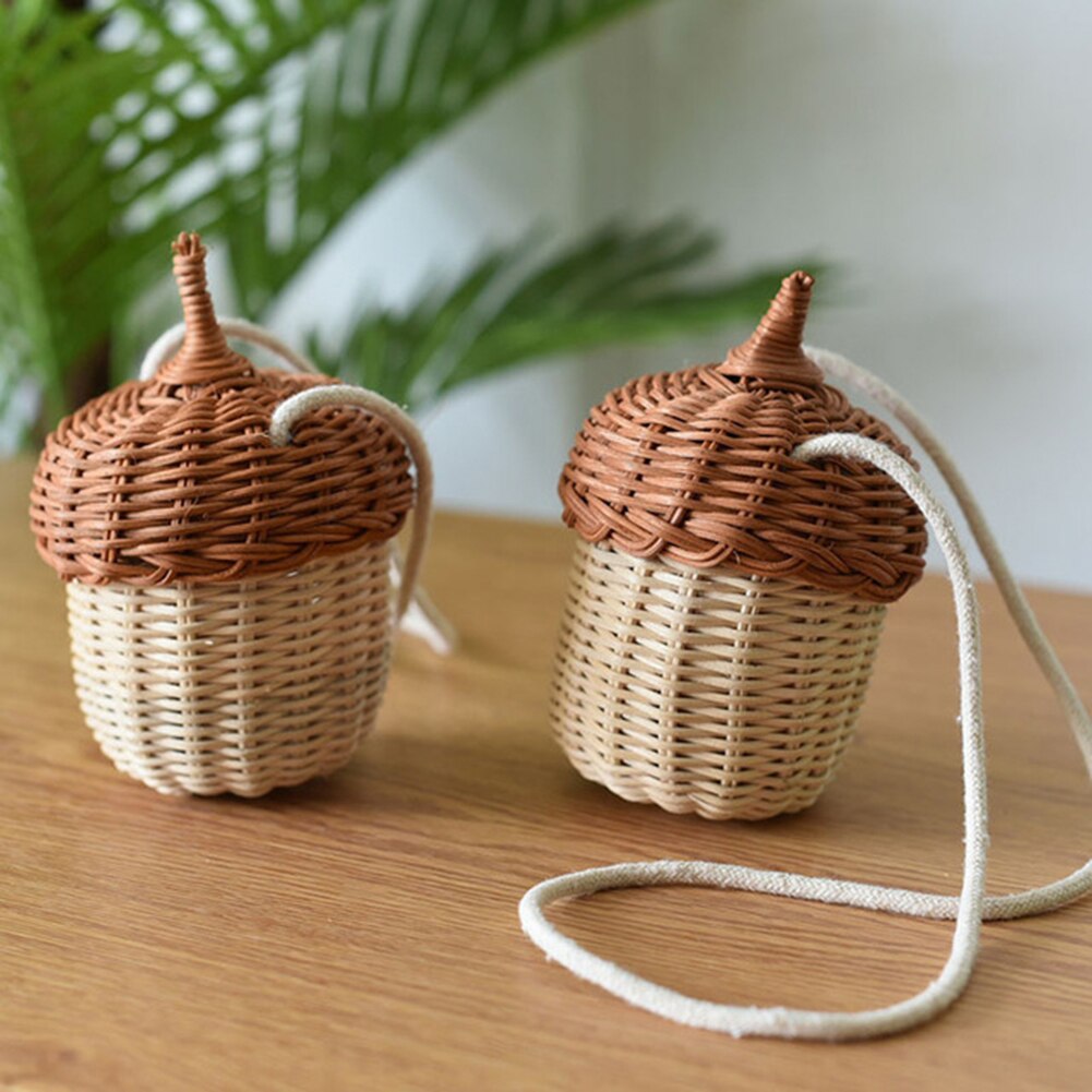 Rattan Acorn Basket Sling Bag Rattan Acorn Basket Sling Bag