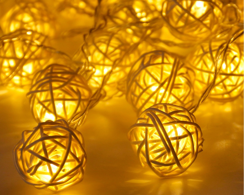 Rattan Ball String Lights Decorations (Set of 20) Rattan Ball String Lights Decorations (Set of 20)