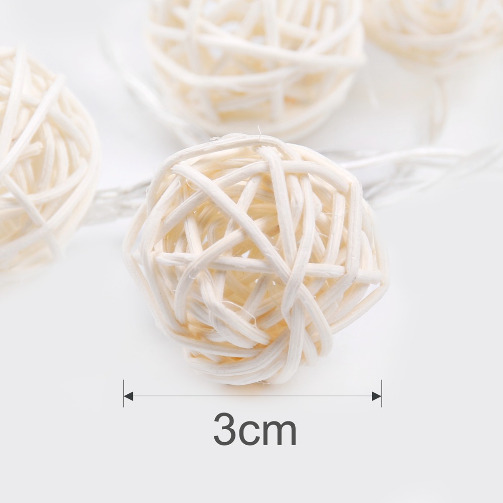 Rattan Ball String Lights Decorations (Set of 20)