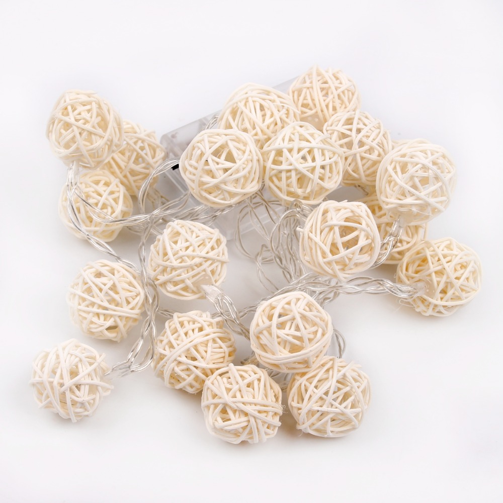 Rattan Ball String Lights Decorations (Set of 20)