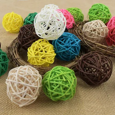 Rattan Decorative Wicker Balls (10Pcs)
