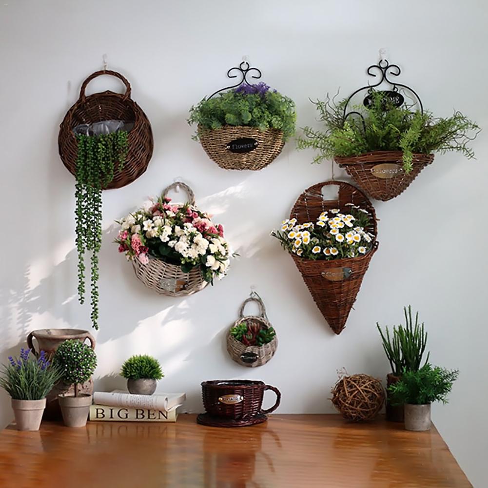 Rattan Hanging Basket Wall Planter Rattan Hanging Basket Wall Planter
