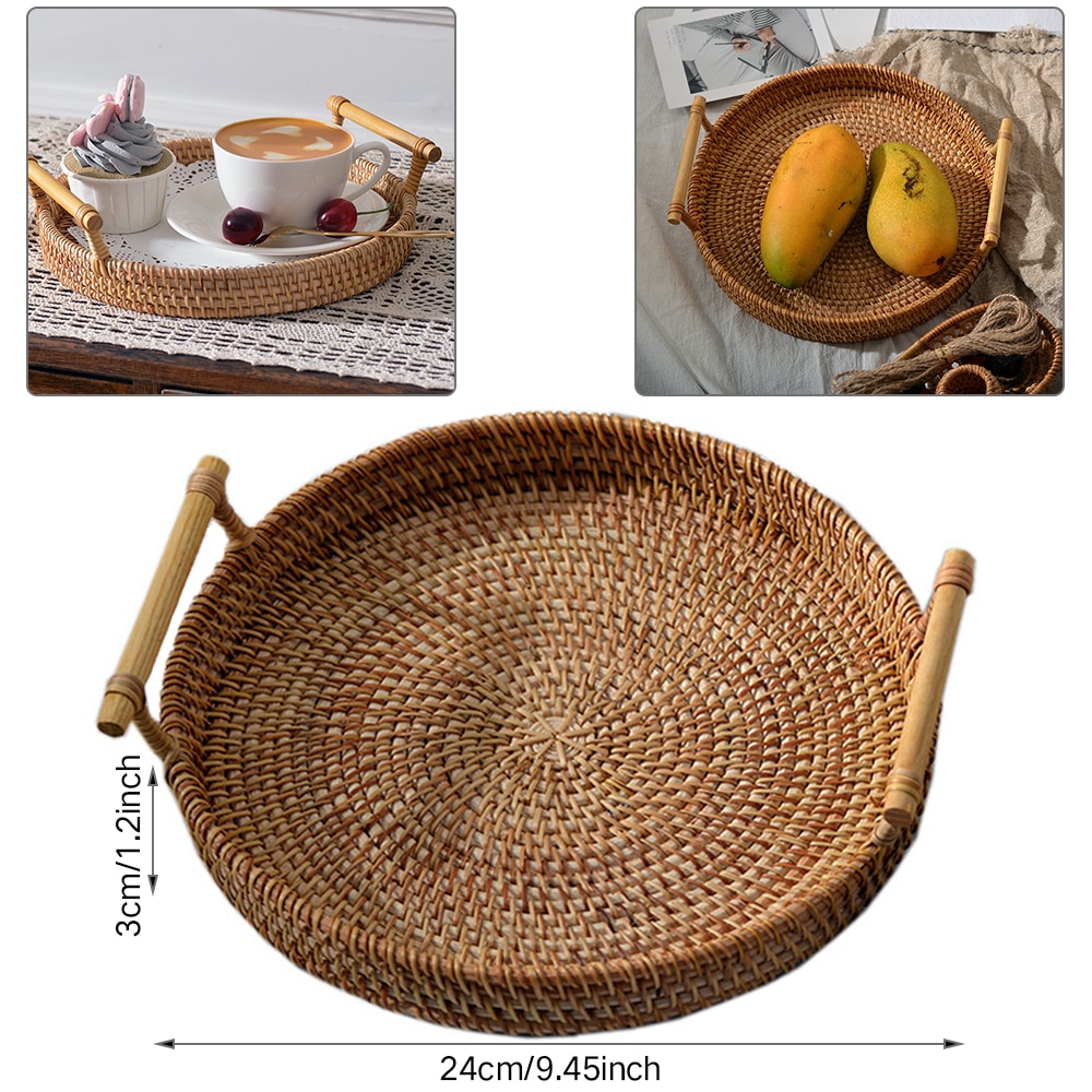 Rattan Serving Tray Handwoven Basket Rattan Serving Tray Handwoven Basket