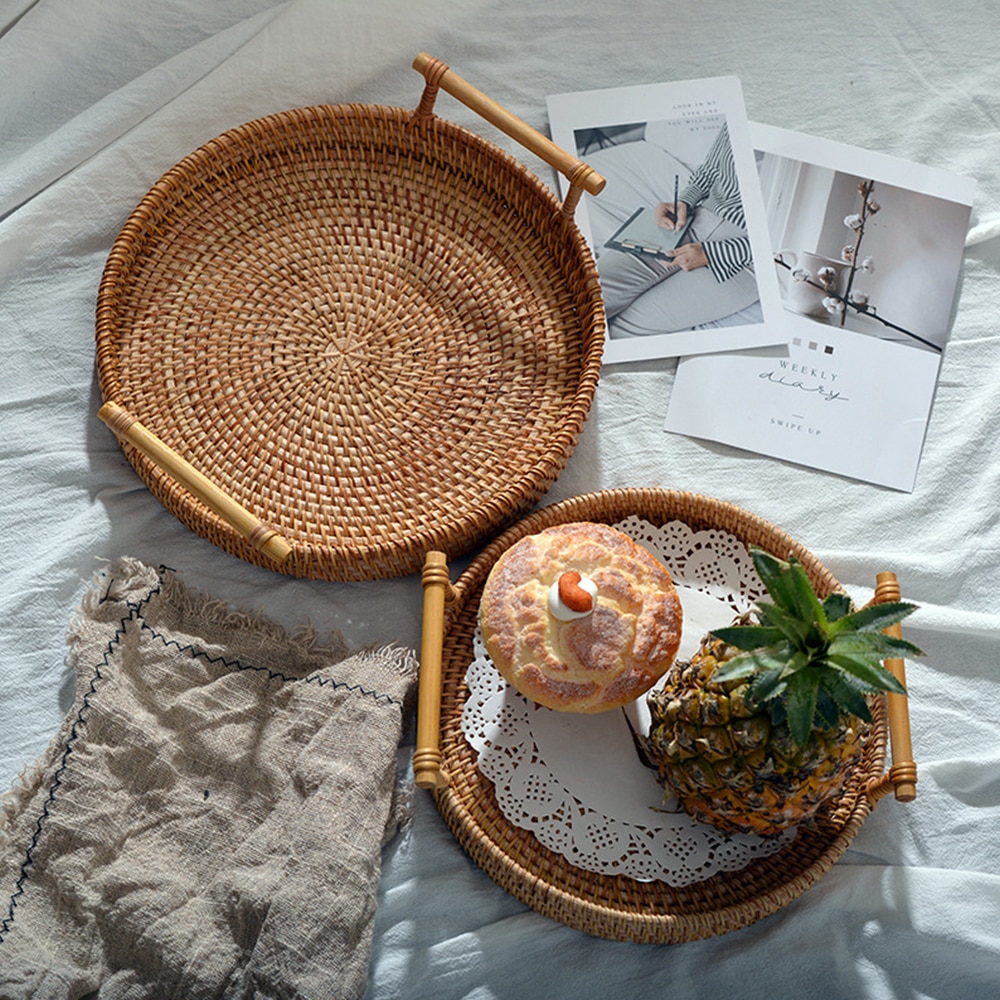 Rattan Serving Tray Handwoven Basket Rattan Serving Tray Handwoven Basket