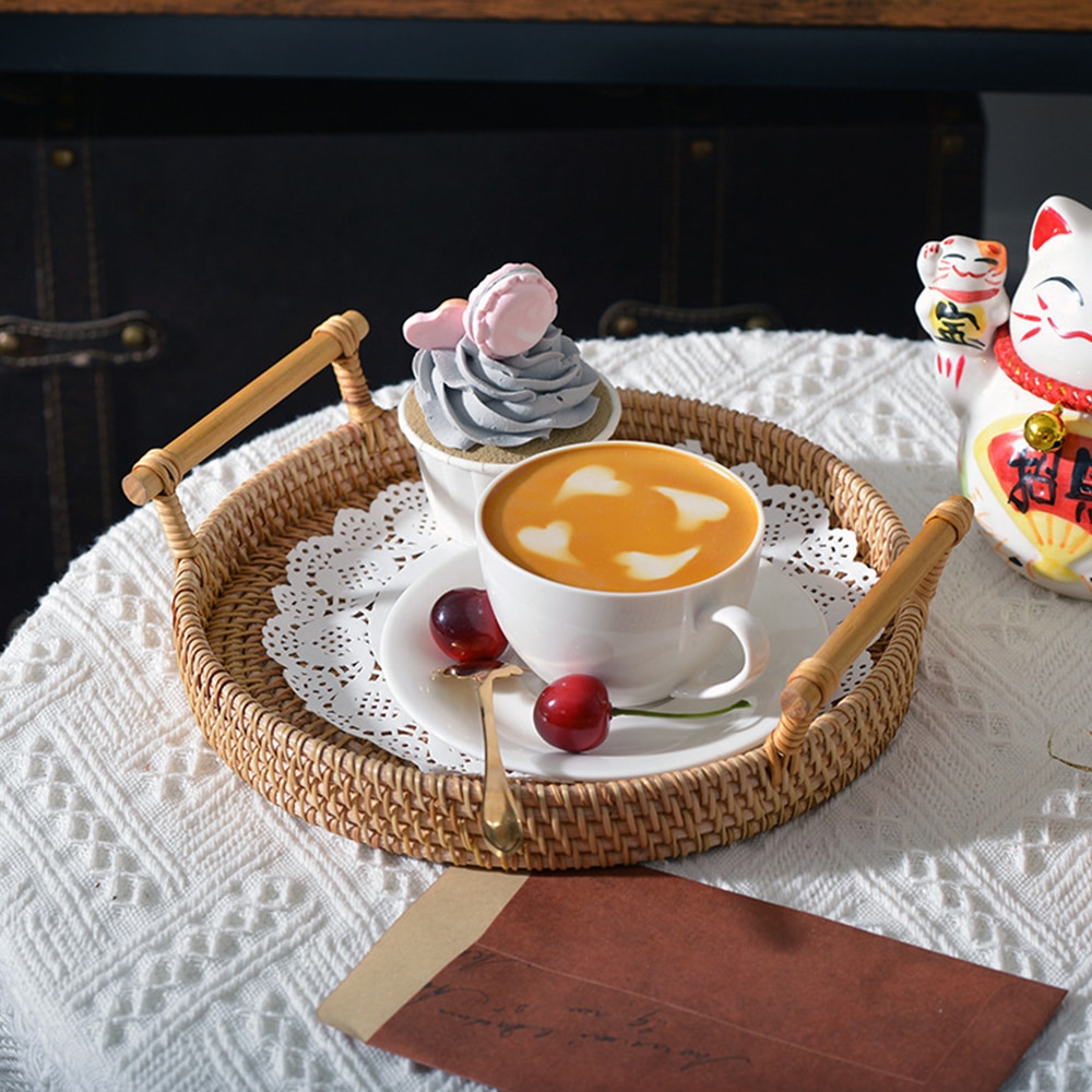 Rattan Serving Tray Handwoven Basket Rattan Serving Tray Handwoven Basket