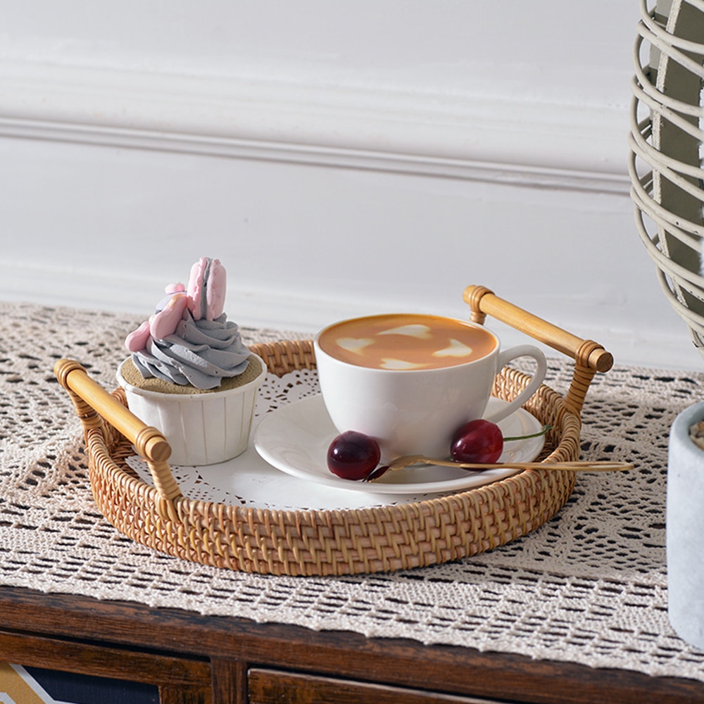 Rattan Serving Tray Handwoven Basket Rattan Serving Tray Handwoven Basket