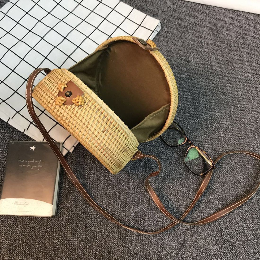 Rattan Sling Bag Handmade Beach Bag Rattan Sling Bag Handmade Beach Bag