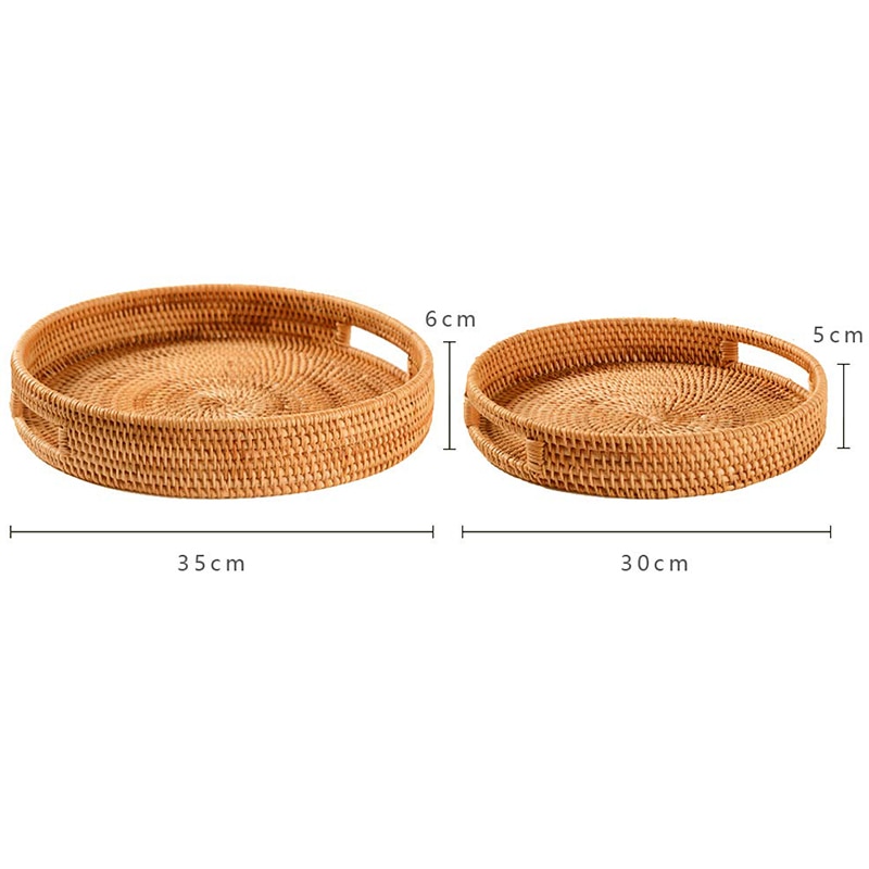 Rattan Tray Round Serving Tray (2 pcs)