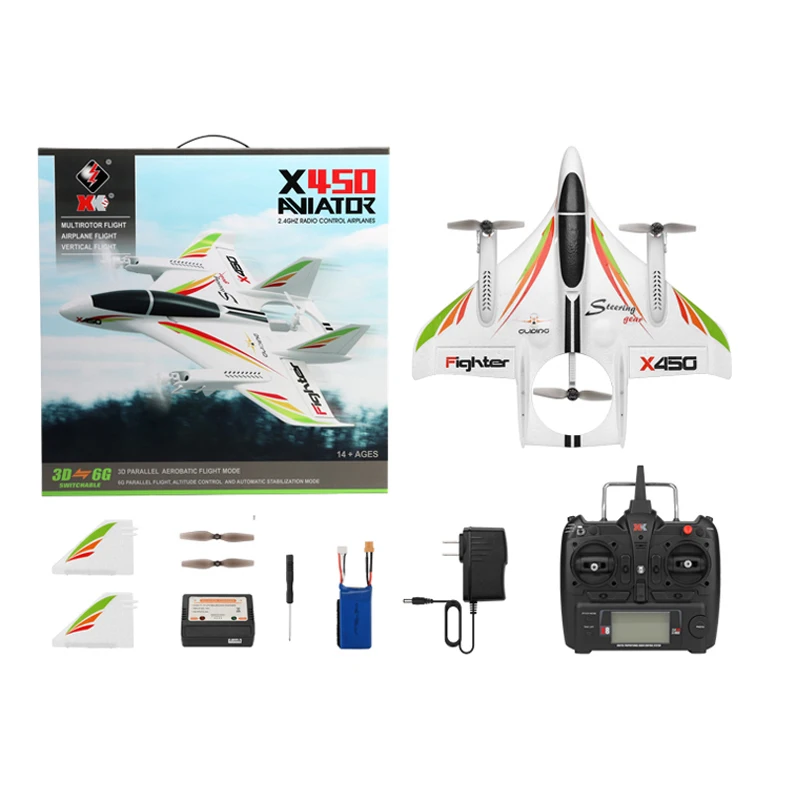 RC Airplane Wltoys XKS X450 Remote Contorl 3D 6G 6CH Fixed Wing LED Vertical Takeoff RC Aircraft RTF Rc Planes for