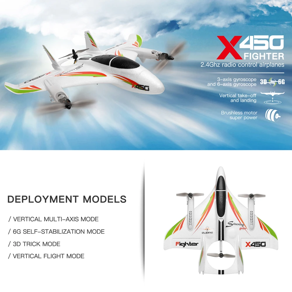 RC Airplane Wltoys XKS X450 Remote Contorl 3D 6G 6CH Fixed Wing LED Vertical Takeoff RC Aircraft RTF Rc Planes for RC Airplane Wltoys XKS X450 Remote Contorl 3D 6G 6CH Fixed Wing LED Vertical Takeoff RC Aircraft RTF Rc Planes for