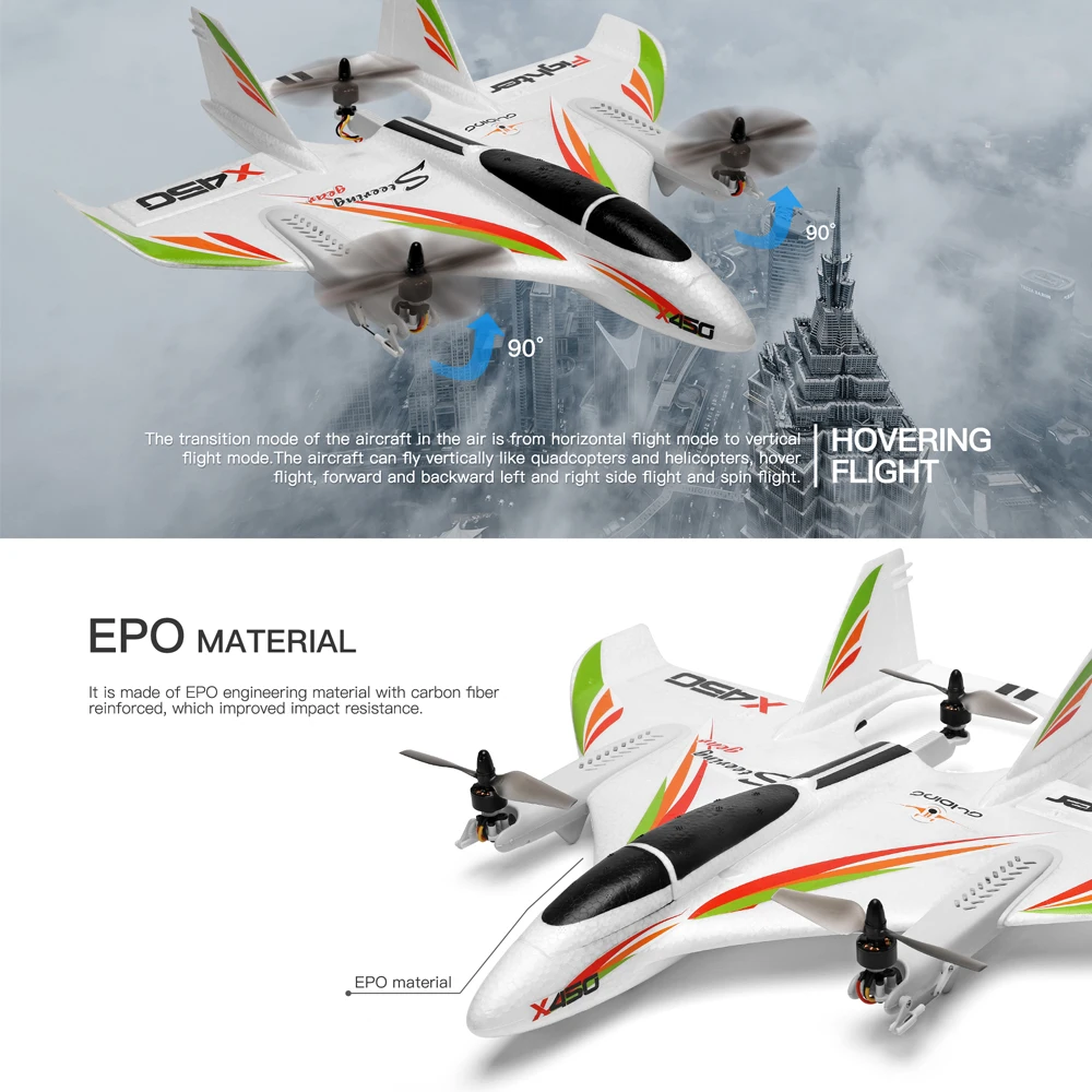 RC Airplane Wltoys XKS X450 Remote Contorl 3D 6G 6CH Fixed Wing LED Vertical Takeoff RC Aircraft RTF Rc Planes for RC Airplane Wltoys XKS X450 Remote Contorl 3D 6G 6CH Fixed Wing LED Vertical Takeoff RC Aircraft RTF Rc Planes for