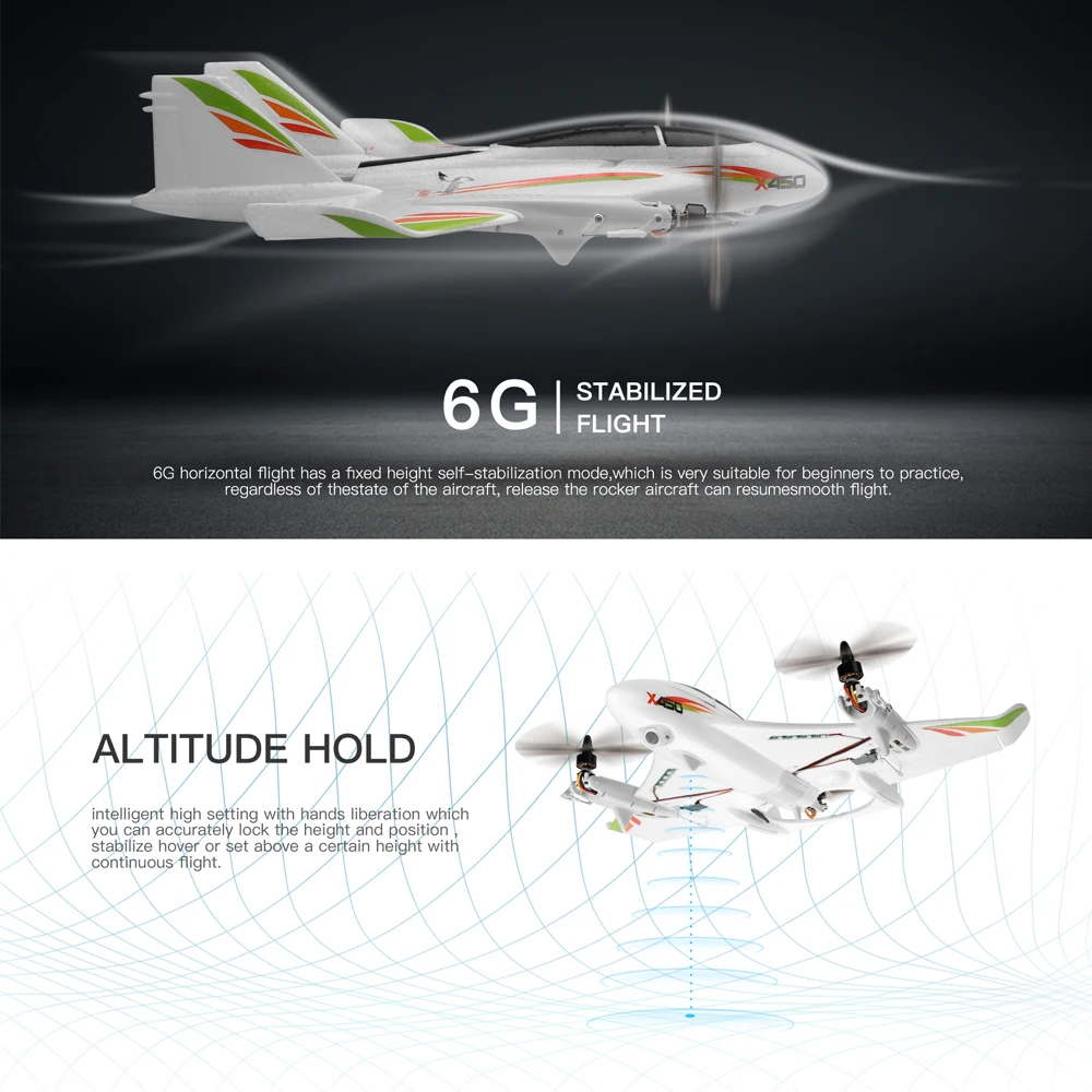 RC Airplane Wltoys XKS X450 Remote Contorl 3D 6G 6CH Fixed Wing LED Vertical Takeoff RC Aircraft RTF Rc Planes for RC Airplane Wltoys XKS X450 Remote Contorl 3D 6G 6CH Fixed Wing LED Vertical Takeoff RC Aircraft RTF Rc Planes for