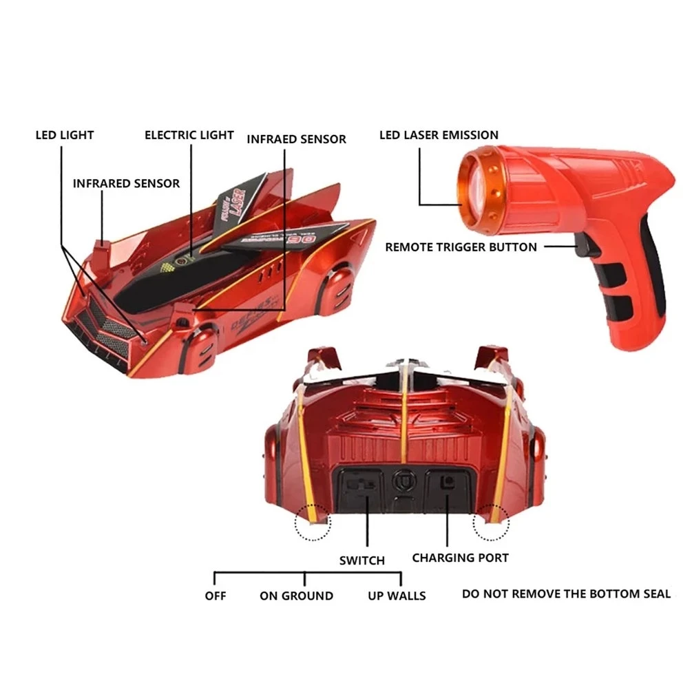 RC Car Infrared Laser Stunt Tracking Wall Ceiling Climbing Light Remote Control Drifting Car Electric Anti-gravity Car
