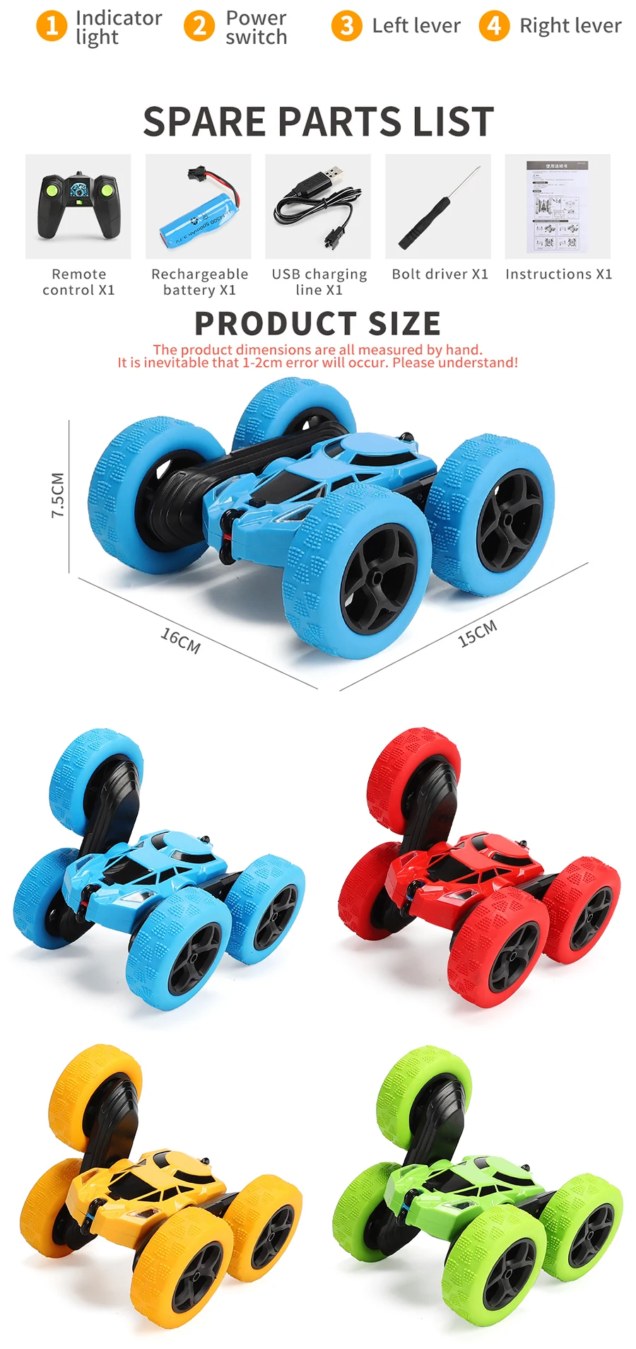 RC Stunt Car Children Double Sided Flip 2.4G Remote Control 360 Deree Rotation Off Road Drift RC Car Gifts For Kids RC Stunt Car Children Double Sided Flip 2.4G Remote Control 360 Deree Rotation Off Road Drift RC Car Gifts For Kids