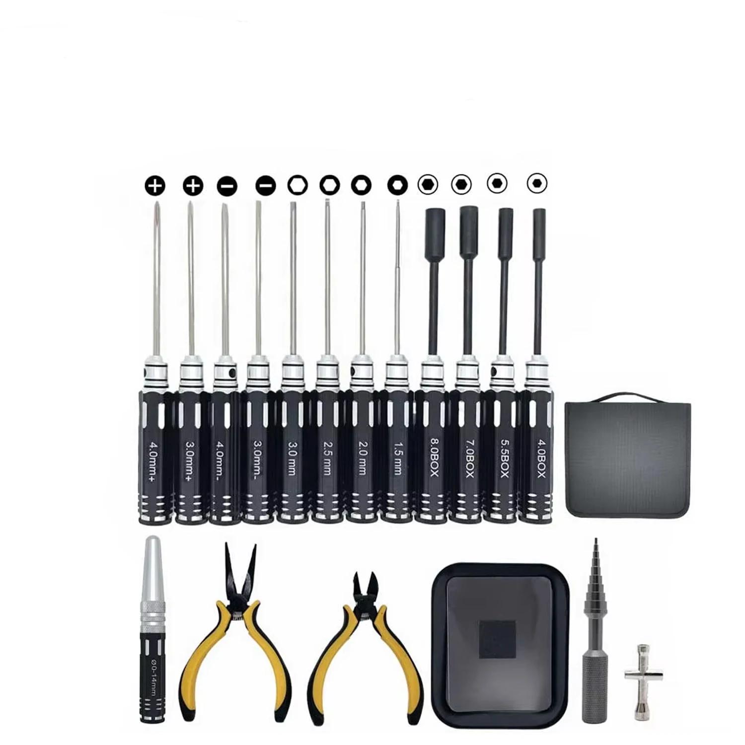 RC Tools Kits 18 in 1 Screwdriver Pliers Hex Sleeve Socket Spanner Repair Box Set for Repairing RC Airplanes Rc Car