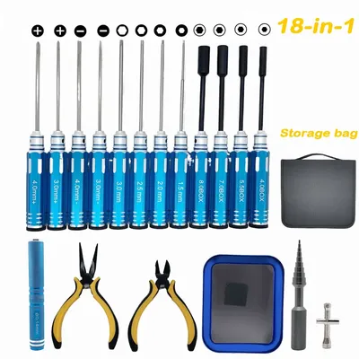 RC Tools Kits 18 in 1 Screwdriver Pliers Hex Sleeve Socket Spanner Repair Box Set for Repairing RC Airplanes Rc Car RC Tools Kits 18 in 1 Screwdriver Pliers Hex Sleeve Socket Spanner Repair Box Set for Repairing RC Airplanes Rc Car