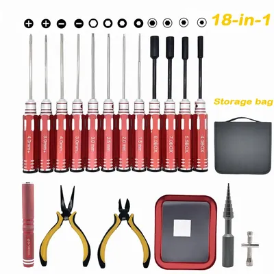 RC Tools Kits 18 in 1 Screwdriver Pliers Hex Sleeve Socket Spanner Repair Box Set for Repairing RC Airplanes Rc Car RC Tools Kits 18 in 1 Screwdriver Pliers Hex Sleeve Socket Spanner Repair Box Set for Repairing RC Airplanes Rc Car