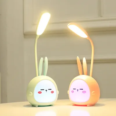 Reading Lamp USB LED Kawaii Rabbit Desk Lamp Children Eye Protection Table Lamp Cartoon Colorful Night Light