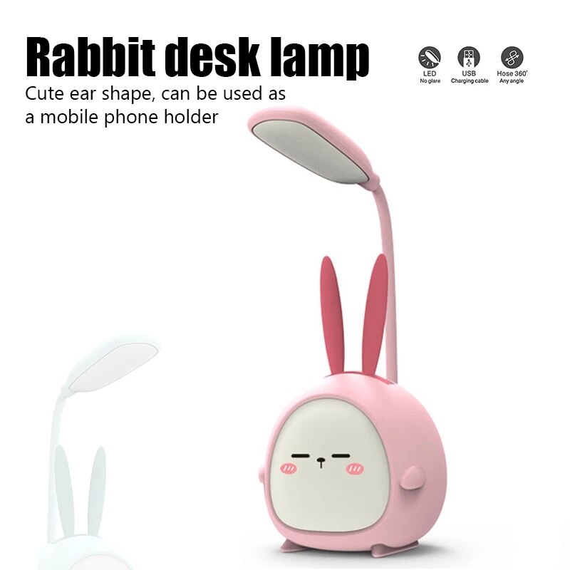 Reading Lamp USB LED Kawaii Rabbit Desk Lamp Children Eye Protection Table Lamp Cartoon Colorful Night Light