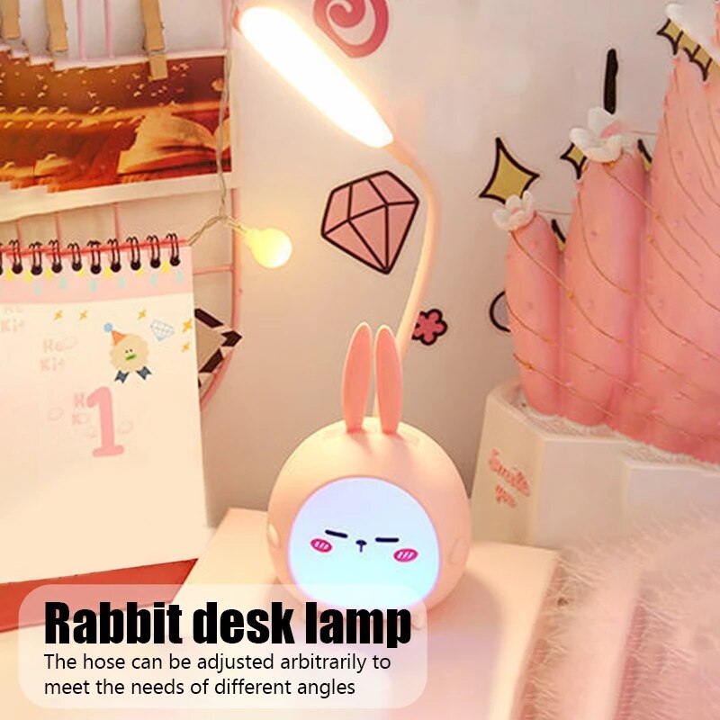 Reading Lamp USB LED Kawaii Rabbit Desk Lamp Children Eye Protection Table Lamp Cartoon Colorful Night Light