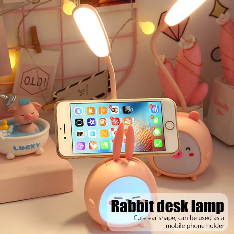 Reading Lamp USB LED Kawaii Rabbit Desk Lamp Children Eye Protection Table Lamp Cartoon Colorful Night Light