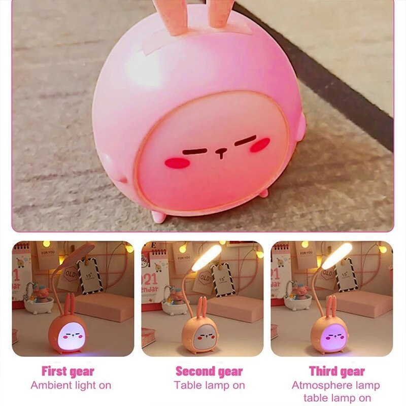 Reading Lamp USB LED Kawaii Rabbit Desk Lamp Children Eye Protection Table Lamp Cartoon Colorful Night Light