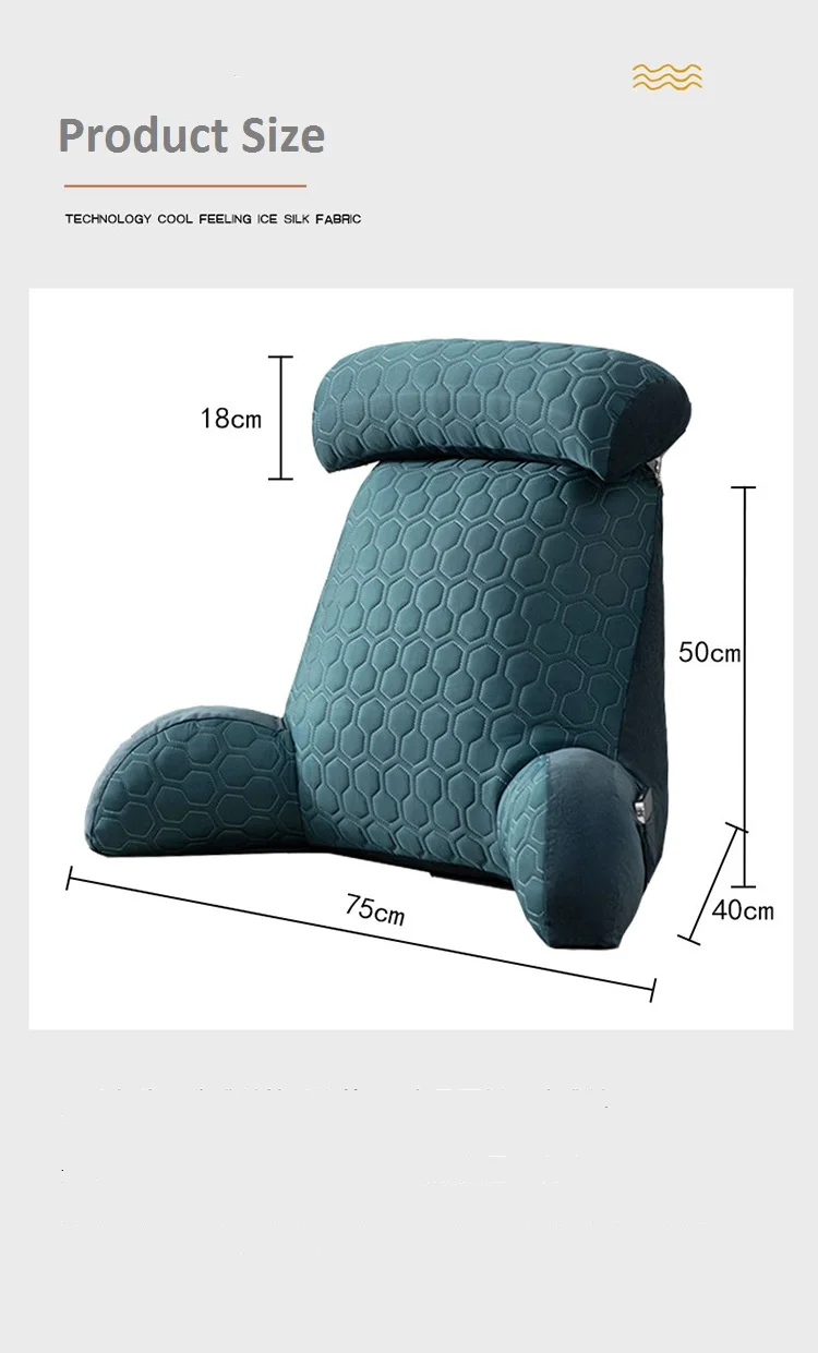 Reading Pillow Standard Bed Pillow, Back Cushion for Sitting Up in Bed with Washable Cover, Chair Arm Pillow with